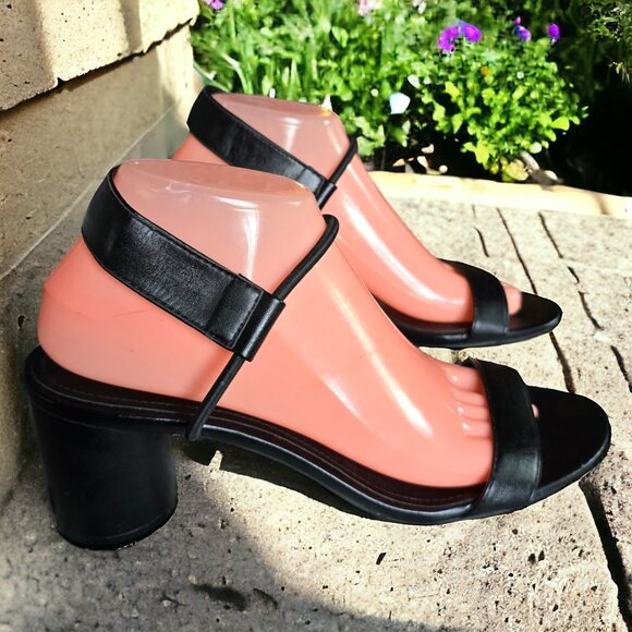 ELIZABETH & JAMES  (8.5) CALENDULA Round 2 1/2" Strappy High Heel in Black - Picture 4 of 13